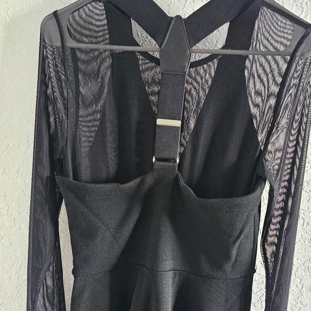 Marc by Marc Jacobs Jayden Sheer-Underlay Suspender-Strap Dress Black Me… - Picture 11 of 16